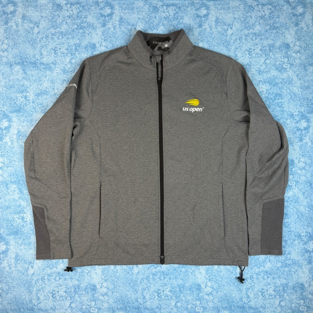 Greyson Men Sequoia Full Zip Jacket Gray US Open Golf Chubb Logo Large